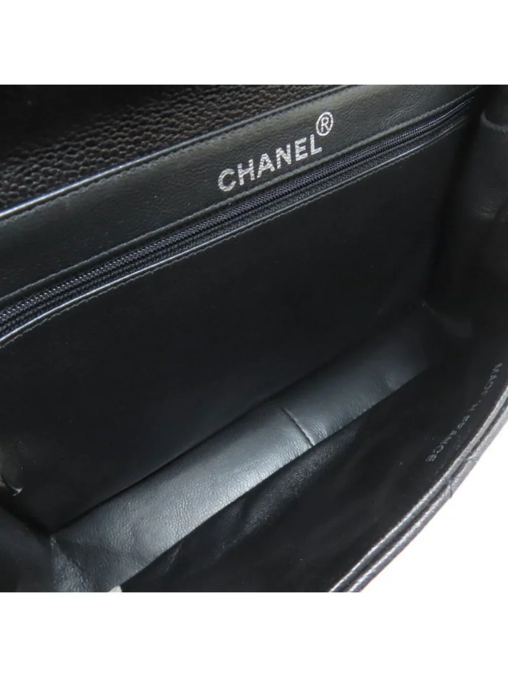 Chanel Quilted Double Face Silver Handbag Grained Calfskin